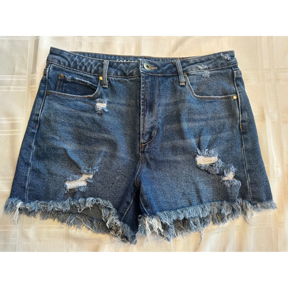 Articles of Society Denim Shorts Womens 29 Blue Distressed Frayed Raw Hem Casual